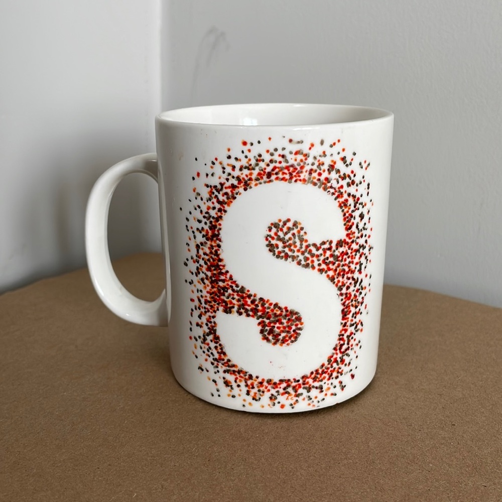 Coffee or Tea Mug - Initial "S" - White - 4 inches high